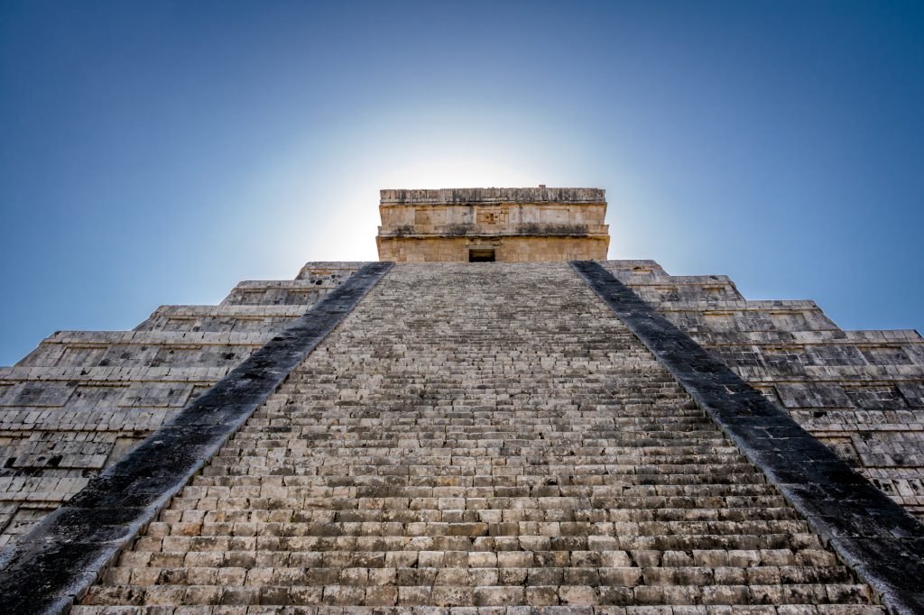 Mayan Temple pyramid of Kukulkan, - Chichen Itza, Yucatan, Mexico